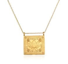 Lotus pendant necklace for women,  Brass with 22k gold plated, Handmade jewelry